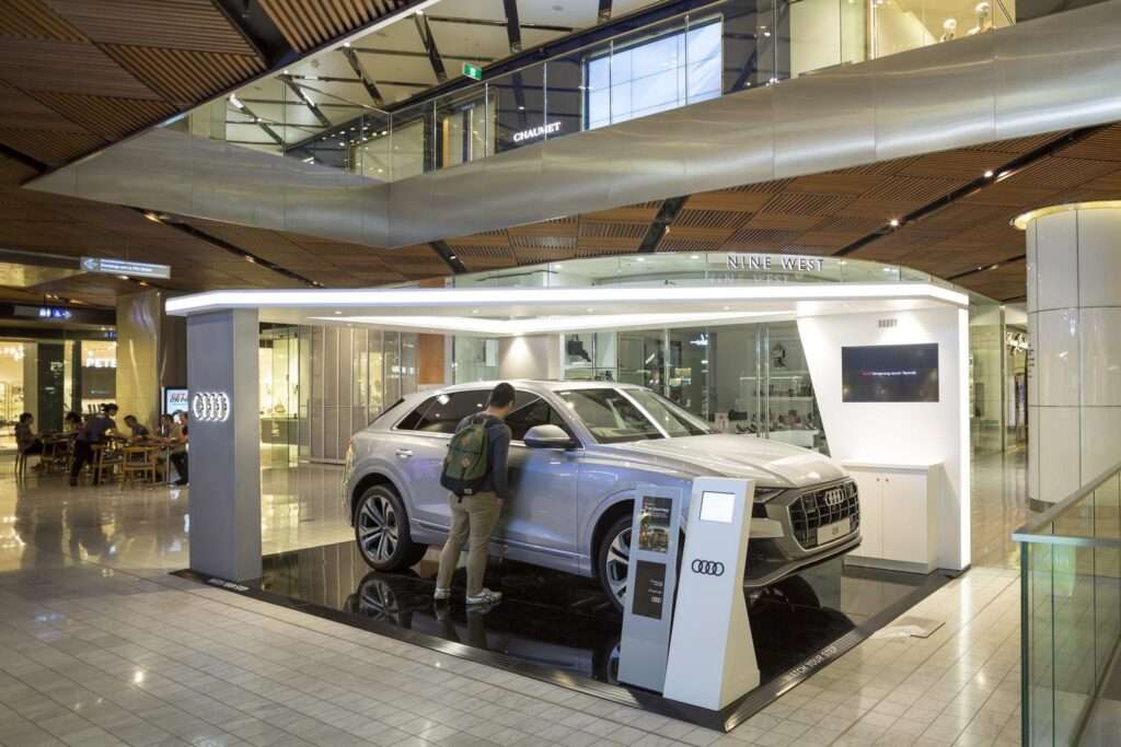 White Laminate Audi Q8 Brand Activation at Westfield Sydney Roadshow