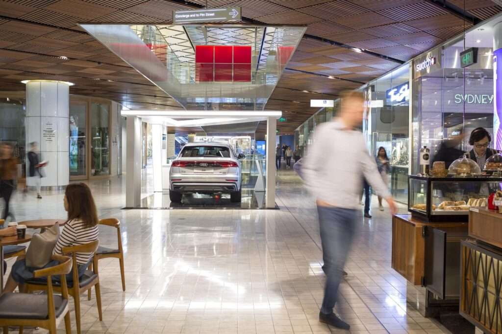 White Laminate Audi Q8 Brand Activation at Westfield Sydney Automotive Pop Up