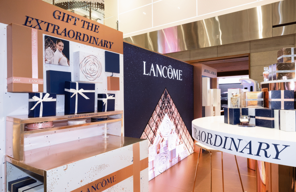 Lancome Le Louvre Holiday Christmas Pop Up Emporium Melbourne Advent Calendar Wall Gifting Station Brand advent calendar