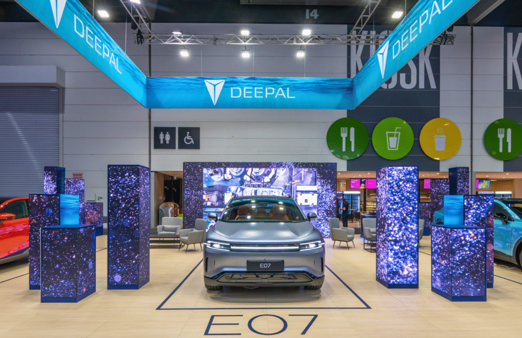 Melbourne Motorshow 2025 Deepal Custom Exhibition Stand MCEC LED Screens LED Cubes LED Pillars Next Gen LED Display