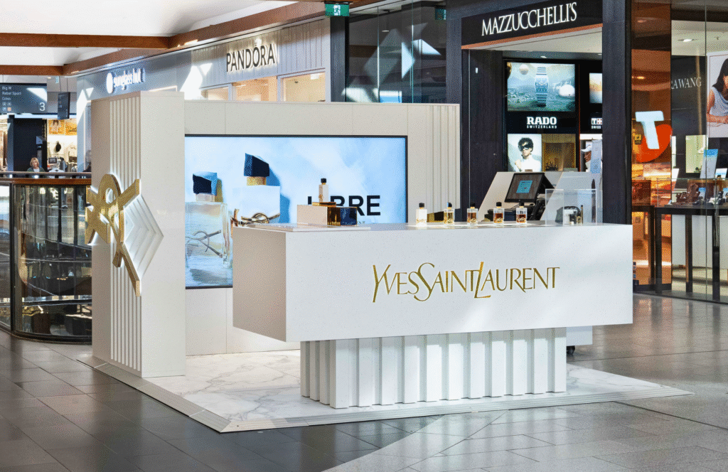 DisplayWise - Brand Activation - YSL Libre Leau Nue - Highpoint Shopping Centre Material trends for exhibition and pop up displays