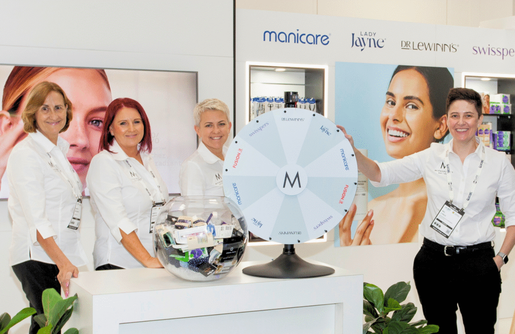 Mcphersons APP Expo Exhibition Stand Engagement Manicare Lady Jane Custom Exhibition Stand Spin the Wheel