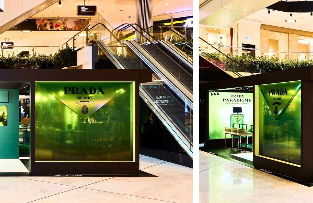 Material trends for exhibition and pop up displays Brand Activation Bastion x Prada Paradigme Parramatta Westfield Experiential Pop Up